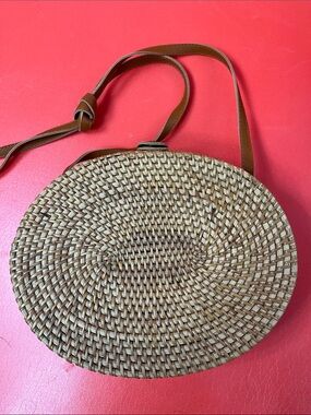 Woven Round Crossbody Bag - Tan 9wx7hx2-1/2d